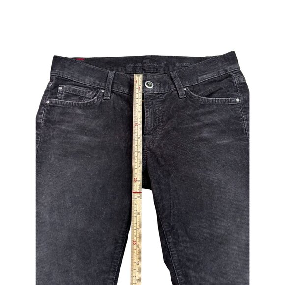 7 For All Mankind Black Corduroy Jeans Size 26 Mid-Rise Straight Leg Womens Pant - Picture 12 of 13